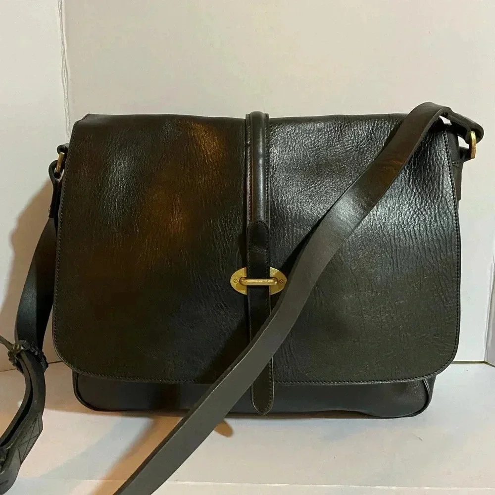Mulberry Vintage unisex crossbody black leather messenger bag